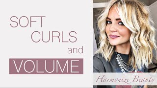 Soft Curls and Volume Hair tutorial  HarmonizeBeauty [upl. by Flinn]