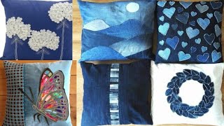 How to make cushion cover with old jeans hndmade ideascraftinteriordesigninterior [upl. by Airtap821]