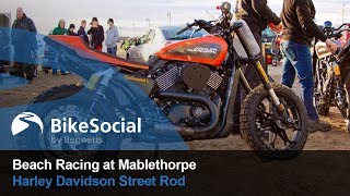 Beach Racing at Mablethorpe on a Harley Davidson Street Rod  BikeSocial [upl. by Joli]