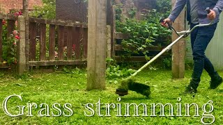 Grass Strimming  how to deal with long wet boggy grass 🌱 [upl. by Muncey376]