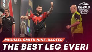 THE BEST LEG OF ALL TIME 🤯 MICHAEL SMITH HITS A NINEDARTER IN A WORLD CHAMPIONSHIP FINAL [upl. by Fischer]