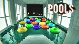 バックルーム風なリアルで不気味なプール施設を歩き回るゲームPOOLS [upl. by Kare]