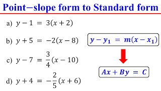 Point slope form to Standard form │Linear Equations [upl. by Enyad840]