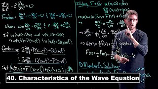 Characteristics of the Wave Equation  Partial Differential Equations  Lecture 40 [upl. by Robinet353]