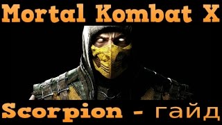 Mortal Kombat X  Basic Guide  Scorpion  Базовый гайд по Скорпиону [upl. by Meikah195]