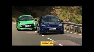 Renaultsport Clio 200 Cup v Ford Focus RS  autocarcouk [upl. by Annaesor]