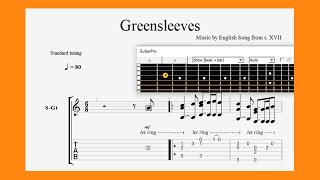 Greensleeves  Traditional s XVI  XVII   Guitar tab tutorial [upl. by Miof Mela]