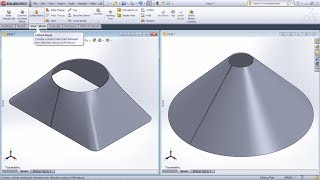 SolidWorks Lofted Bend Tutorial  SolidWorks Sheet Metal Cone Tutorial  Sheet Metal Transitions [upl. by Nahraf]