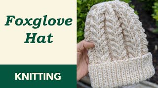 How to Knit a Hat with Brim on Circular Needles  Snow White Foxglove Knitted Hat  Knitted Beanie [upl. by German]