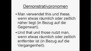 Demonstrativpronomen Englisch [upl. by Gustavus388]