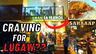 LUGAWAN sa TEJEROS  The Original Filipino Street Food  LUGAW PORRIDGE with LECHON KAWALI 🇵🇭 [upl. by Arraek]