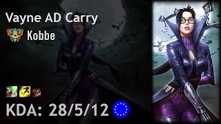 Vayne AD Carry vs Ashe  Kobbe  EUW Challenger Patch 618 [upl. by Devy]