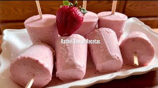 PALETAS HELADAS CREMOSAS DE FRESA 🍓 RIQUÍSIMAS 😋 [upl. by Votaw331]