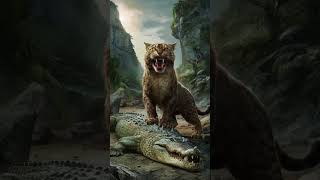 Saber Toothed Cat VS Animals MammothWlofBearCrocodile  shorts animals suscribe [upl. by Regdirb262]