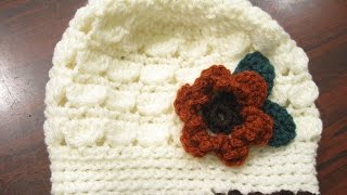 Cluster Stitch Beanie  Left Handed Crochet Tutorial [upl. by Nosahc]