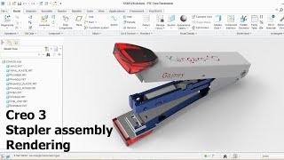 creo stapler assembly with mechanism and rendering in keyshot [upl. by Slosberg]