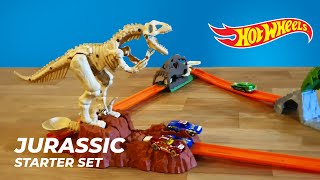 Hot Wheels JURASSIC starter set hot wheels trick tracks collection Raptor stunt world [upl. by Jere]