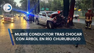 Camioneta chocó contra un árbol en avenida Río Churubusco en CdMx hay un muerto [upl. by Woodie]