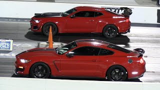 Shelby GT350 vs Camaro ZL1  drag racing [upl. by Enutrof831]