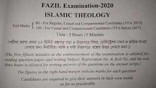 Fazil Examination 2020Question 2020Islamic Theology [upl. by Adnauq]