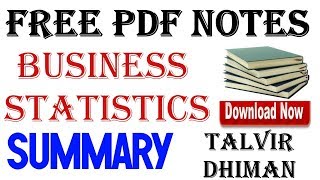 FREE NOTES FOR BUSINESS STATISTICS BY TALVIR SINGH DHIMAN [upl. by Warton]