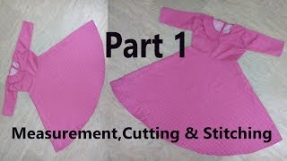 Umbrella Frock  How To Stitch Umbrella Frock MeasurementCutting amp stitchingStep by Step Part 1 [upl. by Ennairek44]