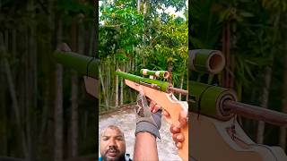 Bamboo creation with gun bamboo skills bushcraft memes woodworking shortvideo yt ytshort [upl. by Atla]