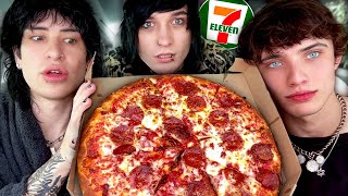 Trying 7Eleven Pizza w Johnnie amp Carrington [upl. by Elvah]