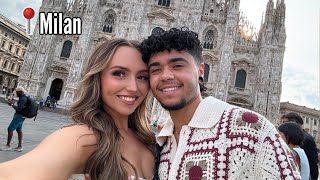 OUR FIRST TIME IN ITALY Flying first class  Our first day vlog [upl. by Hobie]