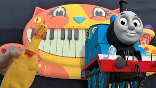 THOMAS THE TANK ENGINE THEME ON A CAT PIANO A CHICKEN AND A DRUM CALCULATOR [upl. by Savior]