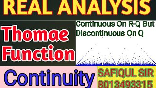 Thomae Function  Real Analysis  Continuous at Irrational but discontinuous at Rational points [upl. by Chappell]