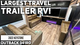 Largest Travel Trailer RV with Washer and Dryer 2022 Keystone Outback 341RD [upl. by Naivad]