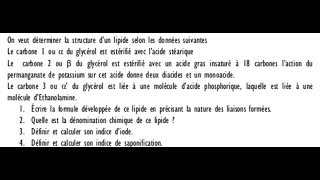 exercice de biochimie partie des lipides [upl. by Seuqram633]