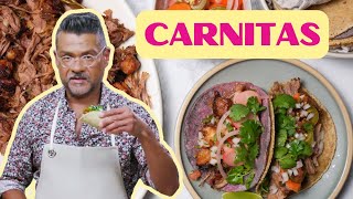 Rick Martínezs Carnitas  Introduction to Mexican Cooking  Food Network [upl. by Santiago]