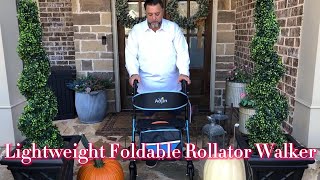 Lightweight Foldable Rollator Walker w Seat – AllTerrain Comfor [upl. by Krishna]