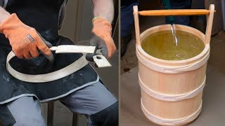 Making a bucket completely from wood – without glue or metal [upl. by Aehtela]