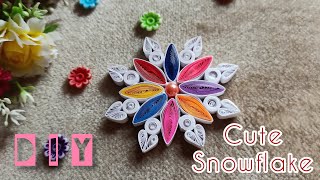 DIY Paper quilling Snowflake making  Christmas amp New year special room decor craft idea ❄️ [upl. by Gael]