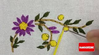 Daisy flower embroidery  unique flower embroidery  embroidery for beginners  kadhai designs [upl. by Gauntlett]