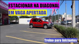 Estacionar na diagonal em vaga apertada para iniciantes [upl. by Eidac]