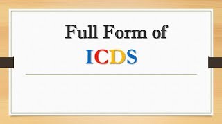 Full Form of ICDS  Did You Know [upl. by Moyers]