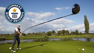 Longest usable golf club  Guinness World Records 2015 [upl. by Ysnil158]