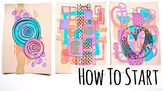 How to Start Mixed Media Art  A Creative Exercise Technique [upl. by Hoj]