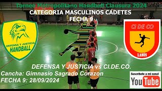 HANDBALL CADETES DEFENSA vs CIDECO 28 9 2024 [upl. by Ylrebmic]