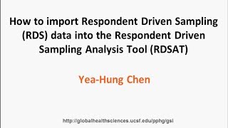 BSS Data Analysis  Statistical weights for RDS data [upl. by Gleason]