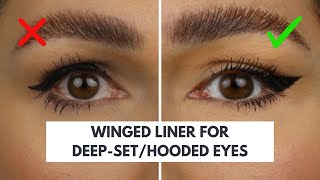 Winged eyeliner tutorial for deep set eyes [upl. by Solita]