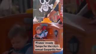 Tampa celebrated the annual Gasparilla Pirate Fest which includes a parade for children [upl. by Yemrej]