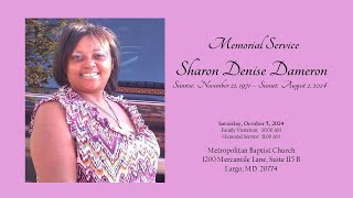 Memorial Service Sharon Denise Dameron  Dr George L Parks Jr [upl. by Phillis540]