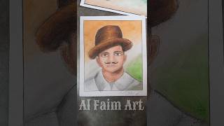 Bhagat singh drawing  Beautiful Nature drawing natureart shortvideo oilpainting subscribe [upl. by Olva155]