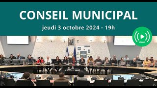 Conseil Municipal  jeudi 3 octobre 2024  Ville de VaulxenVelin [upl. by Repmek20]