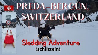 Sledding Adventure in BergünSwitzerlandRodelnSchlitteln PredaBergün [upl. by Latsyek424]